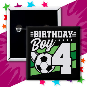 4-jähriges Fußball-Party 4. Geburtstag Junge Button