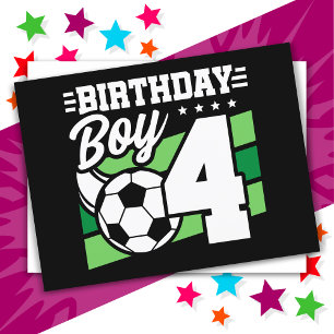 4-jähriges Fußball-Party 4. Geburtstag Junge Postkarte