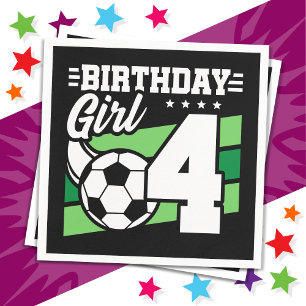 4-jähriges Fußball-Party 4. Geburtstagskind Serviette