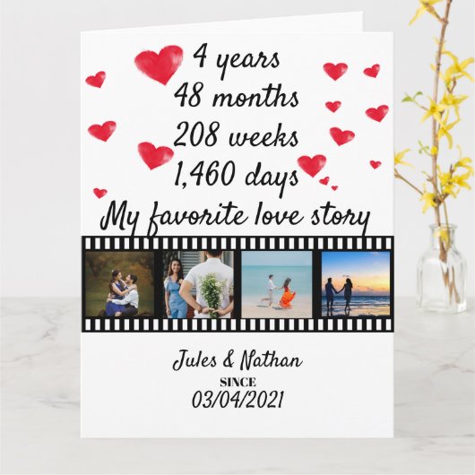 4-jähriges Jubiläumsfilm-Foto Karte (Gelbe Blume)