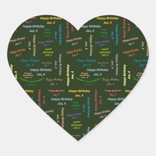 4. Januar Herz-Aufkleber (Vorderseite)