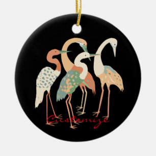 4 Japanische Krane Thunder_Cove Keramik Ornament