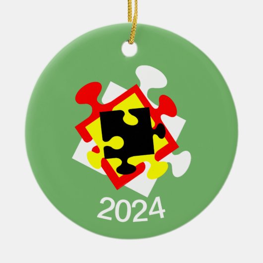 4 Jigsaw Pieces Keramik Ornament (Vorne)