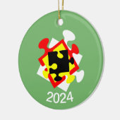 4 Jigsaw Pieces Keramik Ornament (Links)