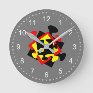 4 Jigsaw Pieces Runde Wanduhr