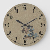 4 Jigsaw Puzzle Stücke Sandy Texture Earth Tone Große Wanduhr (Vorderseite)