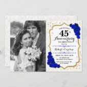 4. Jubiläum mit Foto - Sapphire White Gold Einladung (Vorne/Hinten)