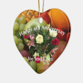 4. Jubiläum, Obst und Blume, Herz Keramik Ornament (Links)