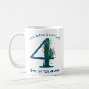 4. Jubiläums-Pfauenfeder individuell anpassbar Kaffeetasse