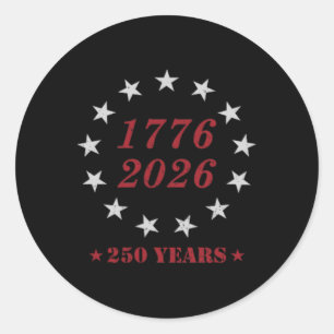 4. Juli 1776 2026 USA 250 Jahre Patriotisch (vo Runder Aufkleber