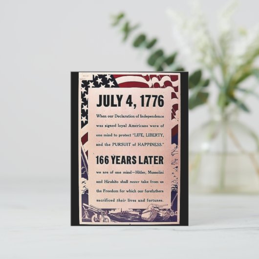 4. Juli 1776 Postkarte (Stehend Vorderseite)