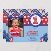 4. Juli 1. Erster Geburtstag Einladung (Vorne/Hinten)