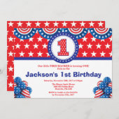 4. Juli 1. Erster Geburtstag Einladung (Vorne/Hinten)