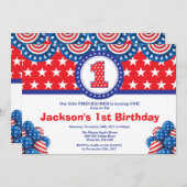 4. Juli 1. Erster Geburtstag Einladung (Vorne/Hinten)