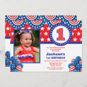 4. Juli 1. Erster Geburtstag Einladung (Vorne/Hinten)