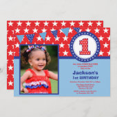 4. Juli 1. Erster Geburtstag Einladung (Vorne/Hinten)