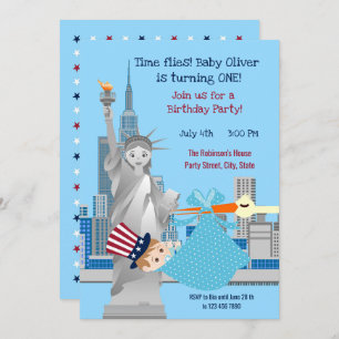 4. Juli 1. Geburtstag Junge Party Einladung