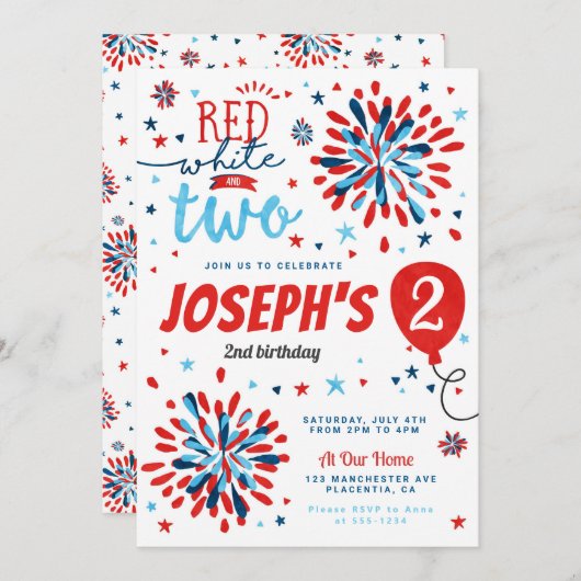 4. Juli 2010 Red White Two Einladung (Vorne/Hinten)