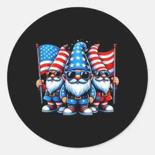4. Juli 2024 Patriotic Gnomes Funny American U Runder Aufkleber