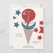 4. Juli 2. Geburtstag Eiscreme Stars Einladung (Vorderseite)