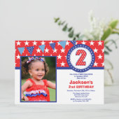 4. Juli 2. Zweite Geburtstagsfeier Einladung (Stehend Vorderseite)