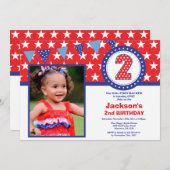 4. Juli 2. Zweite Geburtstagsfeier Einladung (Vorne/Hinten)