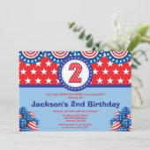 4. Juli 2. Zweite Geburtstagsfeier Einladung (Stehend Vorderseite)