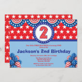 4. Juli 2. Zweite Geburtstagsfeier Einladung (Vorne/Hinten)