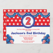 4. Juli 2. Zweite Geburtstagsfeier Einladung (Vorne/Hinten)