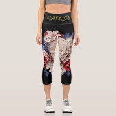 4. Juli: 3D Patriotische Blume Capri Leggings (Vorderseite)