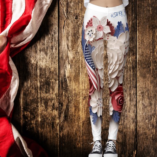 4. Juli: 3D Patriotische Blume Leggings