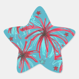 4. Juli 4. USA Blue Fireworks Patriotic Stern-Aufkleber