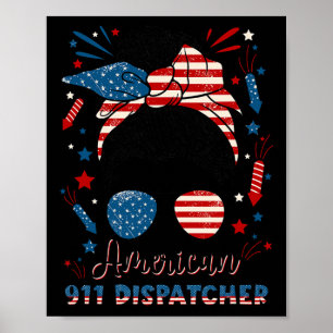 4. Juli 911 Dispatcher Amerikanische Flagge 911 Op Poster