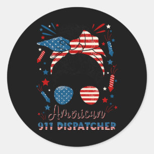 4. Juli 911 Dispatcher Amerikanische Flagge 911 Op Runder Aufkleber