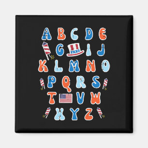 4. Juli Abc Alphabet Patriotic Vorschule Teach Magnet