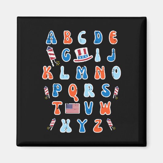 4. Juli Abc Alphabet Patriotic Vorschule Teach Magnet (Vorne)