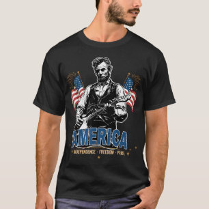 4. Juli Abe Lincoln spielt E-Gitarre T-Shirt