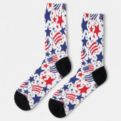 4. Juli Abstraktes Patriotisches Muster Socken (Linkes Detail)