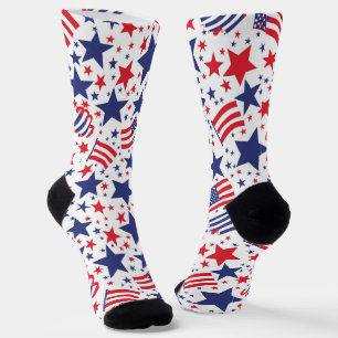 4. Juli Abstraktes Patriotisches Muster Socken