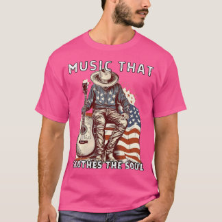 4. Juli Acoustic Gitarre Vintage US-Flagge Guita T-Shirt