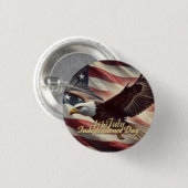 4. Juli Adler mit amerikanischer Flagge Button (Vorne & Hinten)