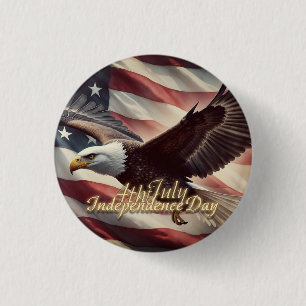 4. Juli-Adler mit amerikanischer Flagge Button