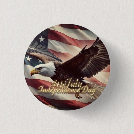 4. Juli Adler mit amerikanischer Flagge Button (Vorderseite)