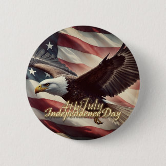 4. Juli Adler mit amerikanischer Flagge Button
