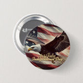 4. Juli Adler mit amerikanischer Flagge Button (Vorne & Hinten)