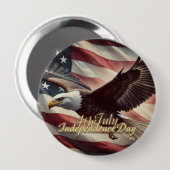 4. Juli Adler mit amerikanischer Flagge Button (Vorne & Hinten)