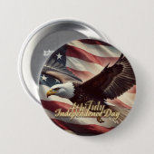 4. Juli Adler mit amerikanischer Flagge Button (Vorne & Hinten)