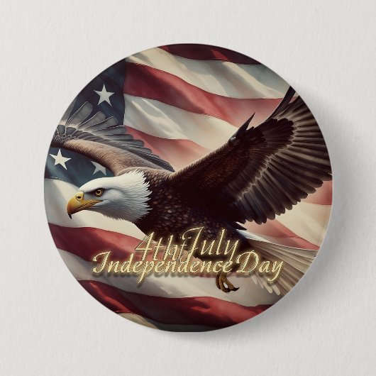 4. Juli Adler mit amerikanischer Flagge Button (Vorderseite)
