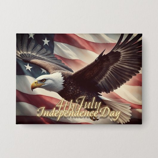 4. Juli Adler mit amerikanischer Flagge Button (Vorderseite)