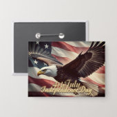 4. Juli Adler mit amerikanischer Flagge Button (Vorderseite/Rückseite)